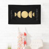 Abstrakte Mondphasen Geometrische Art Gold/Schwarz Banner (Insitu)