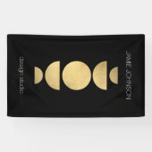 Abstrakte Mondphasen Geometrische Art Gold/Schwarz Banner (Horizontal)