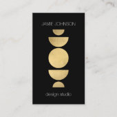 Abstrakte Mondphasen Geometrische Art Gold/Schwarz Visitenkarte (Vorderseite)