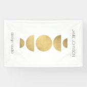 Abstrakte Mondphasen Geometrische Art Gold/Weiß Banner (Horizontal)