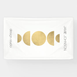 Abstrakte Mondphasen Geometrische Art Gold/Weiß Banner