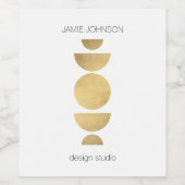 Abstrakte Mondphasen Geometrische Art Gold/Weiß Weinetikett (Einzelnes Label)