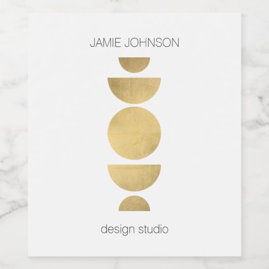 Abstrakte Mondphasen Geometrische Art Gold/Weiß Weinetikett (Einzelnes Label)