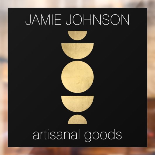 Abstrakte Mondphasen Geometrische Boutique Schwarz Fensteraufkleber (Blatt 2)