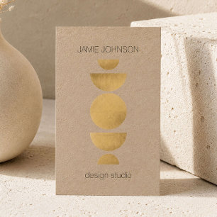 Abstrakte Mondphasen Geometrische Kunst Gold/Kraft Visitenkarte