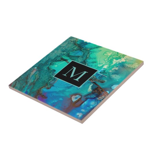 Abstrakte Mongram-Schatten des Blauen Fliese (Seite)