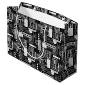 Abstrakte monochrome Geschenktasche Große Geschenktüte (Rückseite Schrägansicht)