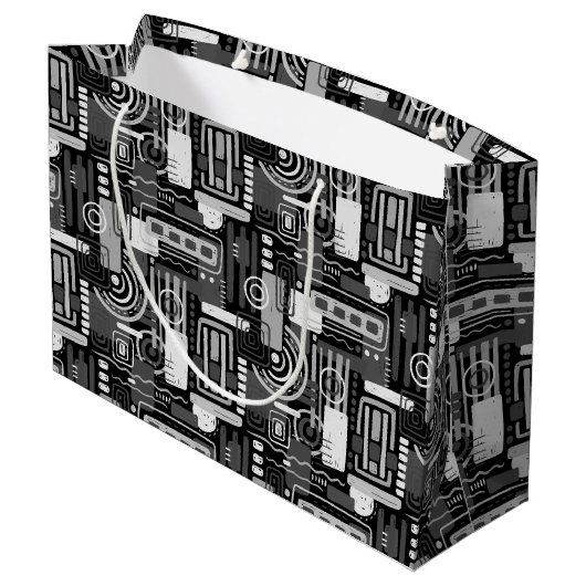 Abstrakte monochrome Geschenktasche Große Geschenktüte (Rückseite Schrägansicht)