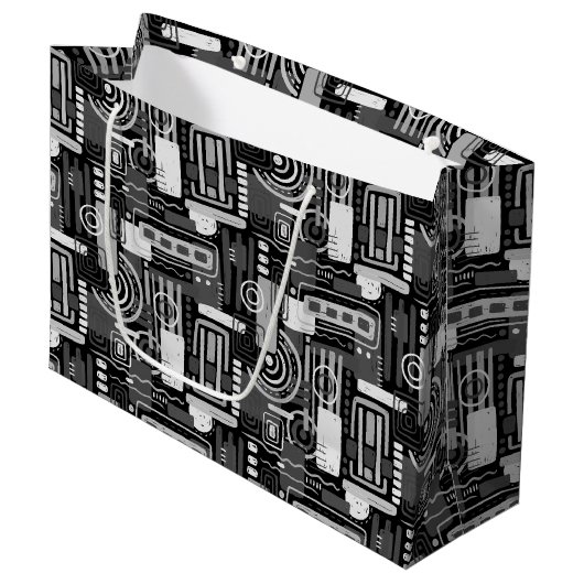 Abstrakte monochrome Geschenktasche Große Geschenktüte (Vorderseite Schrägansicht)