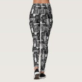 Abstrakte monochrome Leggings (Rückseite)