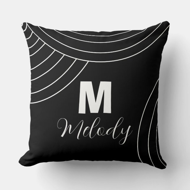 abstrakte Monogramm in Schwarzweiß Kissen (Vorderseite)