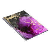 Abstrakte Monogramm Lila Black Gold Alkoholtinte Notizblock (Rechte Seite)