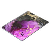 Abstrakte Monogramm Rosa Schwarze Gold Alkoholfarb Notizblock (Linke Seite)