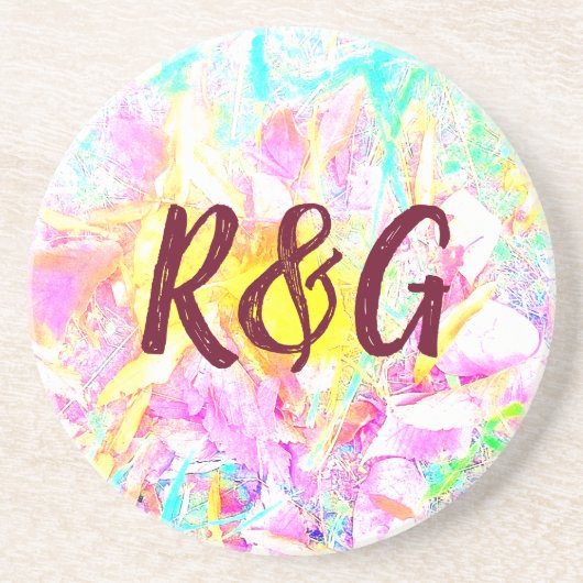 Abstrakte Monogramm Sandstein Untersetzer (Vorne)