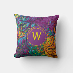 Abstrakte Monogramm-Schrift LILA Kissen