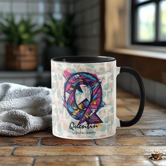 Abstrakte Monogramm-Tasse - Q für Quentin Tasse