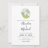 Abstrakte Monstera Hand Drawn Botanische Vegetatio Einladung (Vorderseite)