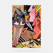 Abstrakte Mood Faces Art Cubism Stil Akryllische Z Acrylschild (Vorderseite)