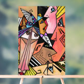 Abstrakte Mood Faces Art Cubism Stil Akryllische Z Acrylschild (Neutral)