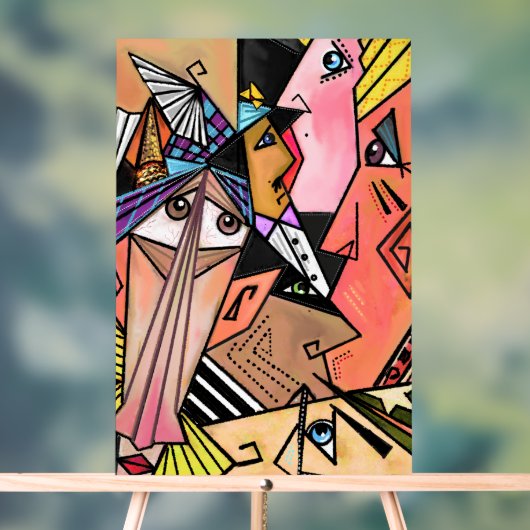 Abstrakte Mood Faces Art Cubism Stil Akryllische Z Acrylschild (Neutral)
