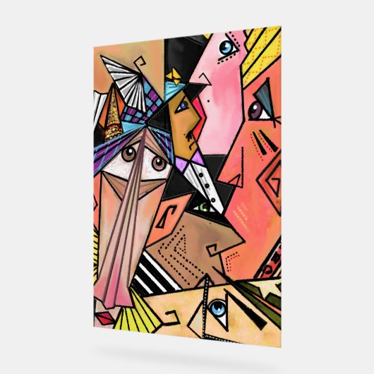 Abstrakte Mood Faces Art Cubism Stil Akryllische Z Acrylschild (Winkel)