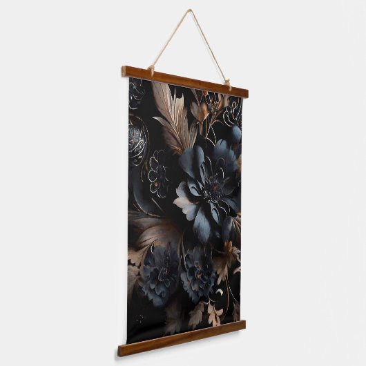 Abstrakte Moody-Flora Wandteppich Mit Holzrahmen (Gewinkelt)