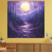 Abstrakte Moonlit Landschaft in Lila und Gold Leinwanddruck (Insitu (Wohnzimmer))