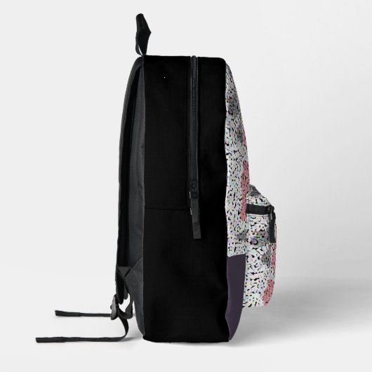 Abstrakte Mosaik-Blume Rose Rosa Graue Blüte Bedruckter Rucksack (Links)