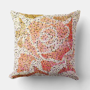 Abstrakte Mosaik-Blume Rose Rosa Graue Blüte Kissen