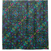 Abstrakte Mosaike, grün, blau, rosa Duschvorhang (Vorderseite)