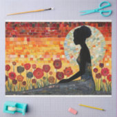 Abstrakte Mosaikfliesen-Silhouette einer Frau Seidenpapier (Basteln)