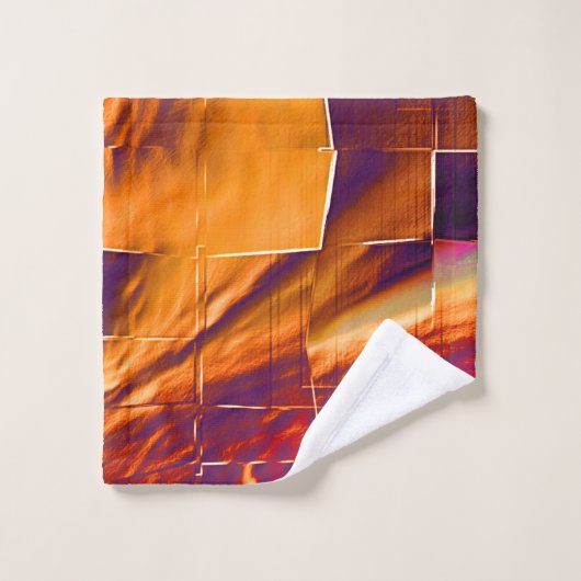 Abstrakte Mosaikkonstruktion aus rötlich-orangefar Badhandtuch Set (Waschlappen)