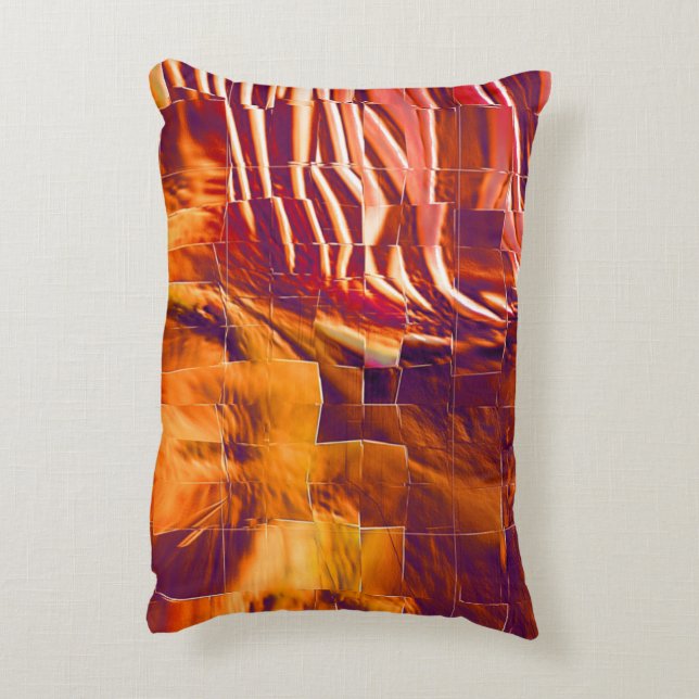 Abstrakte Mosaikkonstruktion aus rötlich-orangefar Dekokissen (Rückseite(Vertikal))