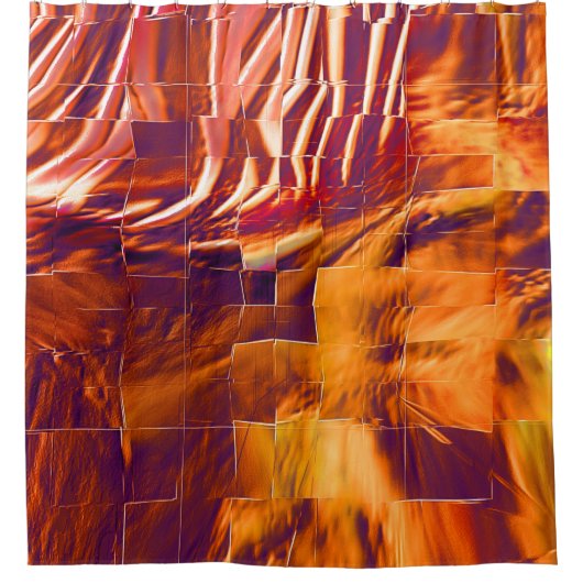 Abstrakte Mosaikkonstruktion aus rötlich-orangefar Duschvorhang (Vorderseite)