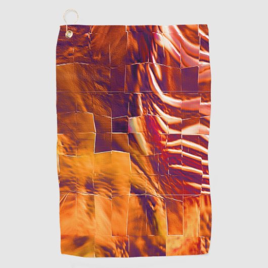 Abstrakte Mosaikkonstruktion aus rötlich-orangefar Golfhandtuch (Vorderseite)