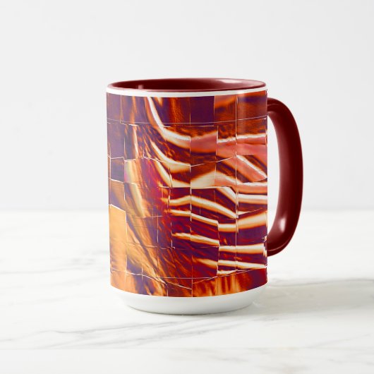 Abstrakte Mosaikkonstruktion aus rötlich-orangefar Tasse (VorderseiteRechts)