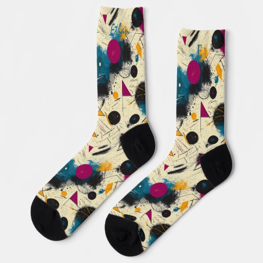 Abstrakte Motion Socks in Aquamarin, Magenta und G Socken (Linkes Detail)