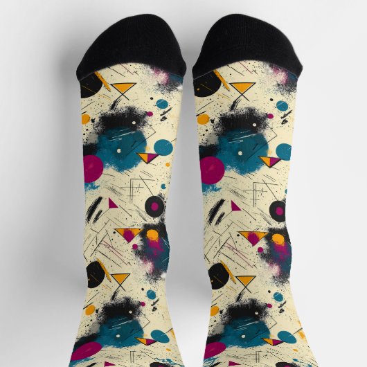 Abstrakte Motion Socks in Aquamarin, Magenta und G Socken (Oben)