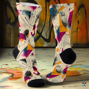Abstrakte Motion Socks in Magenta, Orange und Blue Socken
