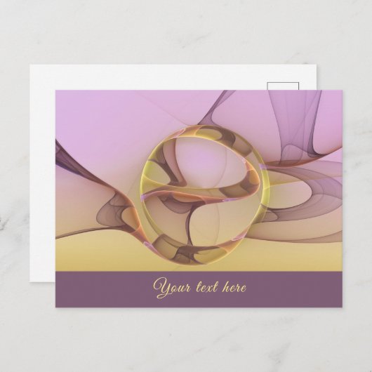 Abstrakte Motive Moderner rosa Goldener Fraktal Te Postkarte (Vorne/Hinten)