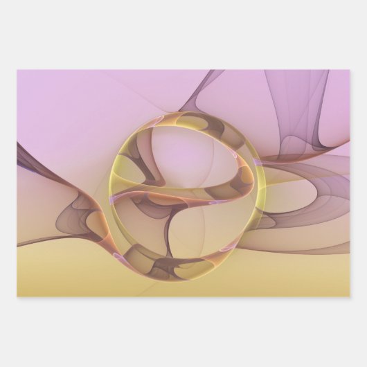 Abstrakte Motive Modernes Rosa Goldenes Fraktal Ku Geschenkpapier Set (Vorderseite)