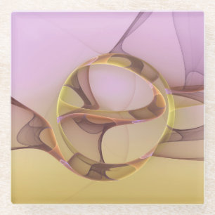 Abstrakte Motive Modernes Rosa Goldenes Fraktal Ku Glasuntersetzer