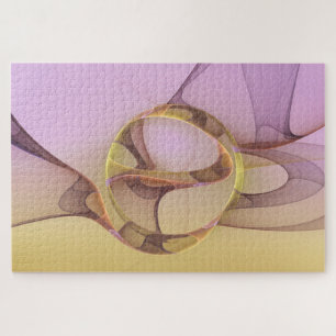 Abstrakte Motive Modernes Rosa Goldenes Fraktal Ku Puzzle