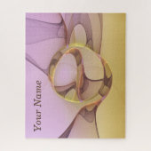 Abstrakte Motive Modernes Rosa Goldenes Fraktal Na Puzzle (Vertikal)