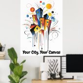 Abstrakte Motivierend Minimalistische Urban Skylin Poster (Heimbüro)