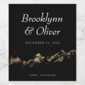 Abstrakte Mountains Schwarz & Gold Paare Namen Weinetikett (Einzelnes Label)