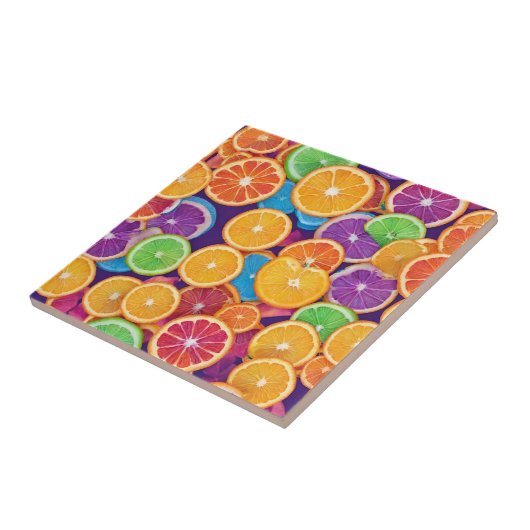 Abstrakte Multicolor-Zitrusscheiben Fliese (Seite)