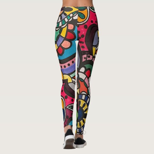 abstrakte Multikolle Muster Leggings (Rückseite)