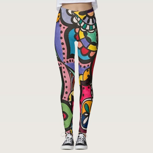 abstrakte Multikolle Muster Leggings (Vorderseite)