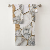 Abstrakte Murmeltiere und Goldvoronoi Badhandtuch Set (Insitu)